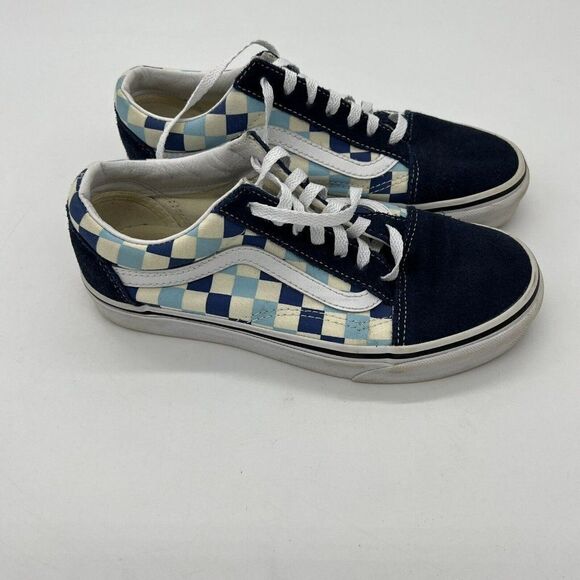 Vans Old Skool Checkerboard Shoes womens Size 6.5 Blue Topaz Checkers - Picture 1 of 6